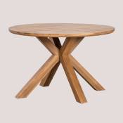 Table de jardin ronde en bois d'acacia (Ø120 cm) Cinzia Sklum Brun Acacia Brun Acacia