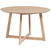 Table extensible ronde coloris naturel en contreplaqué de chêne et bois d'hévéa - diamètre 70 /120 x hauteur 75 cm Pegane