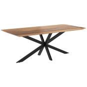 Table rectangulaire 8 personnes en bois de suar et métal 220 cm