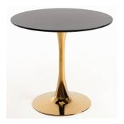 Table ronde moderne bois noir et pied métal doré