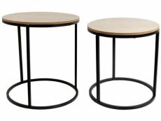 Tables assorties rondes bois et métal design (lot