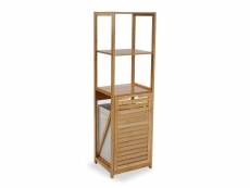 Versa bluff armoire de salle de bain, commode pour organiser, rangement moderne, dimensions (h x l x l) 130 x 33 x 37,5 cm, bambou et bois mdf, couleu