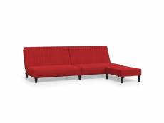 Vidaxl canapé-lit à 2 places avec repose-pied rouge bordeaux velours