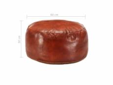 Vidaxl pouf 60 x 30 cm brun roux cuir véritable de