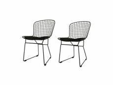 2 chaises fauteuils filaires métal noir - spy 66087590lot2