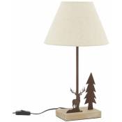Aubry Gaspard - Lampe en métal et bois décor Forêt