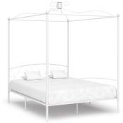 Cadre de lit à baldaquin Blanc Métal 180 x 200 cm