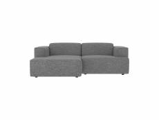 Canapé d'angle gauche 3 places aska en tissu gris foncé chiné