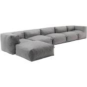 Canapé d'angle modulable 6 places gris - Mixi - Gris