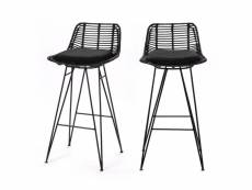 Capurgana - lot de 2 chaises de bar design en rotin