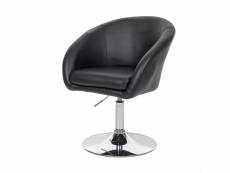 Chaise de salle à manger hwc-f19, fauteuil pivotant, salon, réglable en hauteur, similicuir ~ noir