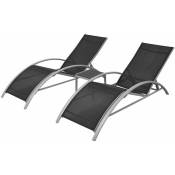 Chaises longues avec table Aluminium Noir - Inlife