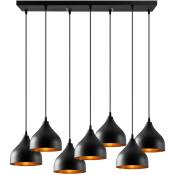 Cotecosy - Suspension 7 ampoules échelle Gakula Métal martelé Noir - Noir