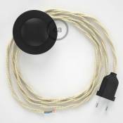 Creative Cables - Cordon pour lampadaire, câble TM00 Effet Soie Ivoire 3 m. Choisissez la couleur de la fiche et de l'interrupteur Noir