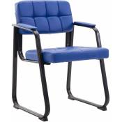 Décoshop26 - Chaise visiteur fauteuil de bureau sans roulette synthétique bleu