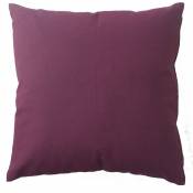 Enjoy Home - Coussin carré déhoussable lola 100% coton fermeture par zip - 40 x 40 cm uni violet bourgogne