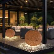 Globo - Lampe solaire boule orientale décoration de jardin rouille lumière décorative extérieure boule solaire aspect rouille boule de jardin pour