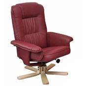 HHG - Fauteuil de télé M56, fauteuil de relaxation sans tabouret, similicuir bordeaux - red