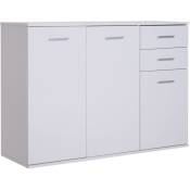Homcom - Buffet meuble de rangement 2 tiroirs coulissants 2 placards étagère réglable panneaux particules blanc - Blanc