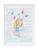 Impression l'histoire d'Alice encadrée en bois blanc 43X33 cm