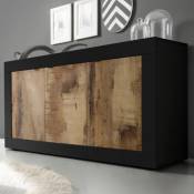Kasalinea Bahut 160 cm moderne couleur bois et noir