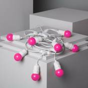Kit Guirlande Waterproof 5.5m Blanche + 8 Ampoules LED E27 G45 3W de Couleurs Rose Multicolor