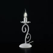 Lampe de chevet en fer blanc shabby, une lumière, 13x h28cm