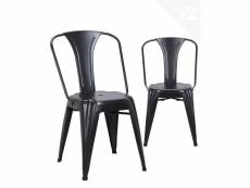 Lot de 2 chaises bistrot chaise metal industriel BROOK (noir) 332