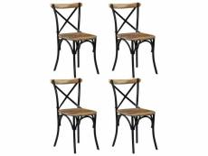 Lot de 4 chaises de salle à manger cuisine design rétro bois de manguier massif noir cds021781