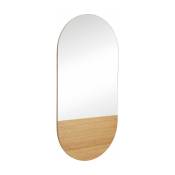 Miroir ovale avec détail chêne 50 x 100 cm Crescent