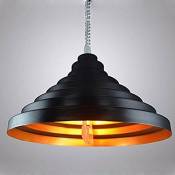 Moderne lampe pendentif ronde, métal noir, Suspension