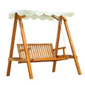 Outsunny Balancelle de jardin balancoire hamac banc fauteuil de jardin bois de pin 2 places charge max. 240 kg