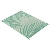 Outsunny Tapis de jardin extérieur réversible 365L x 274l cm imperméable motif feuillage avec sac de transport, vert crème