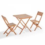 Oviala - Table et 2 chaises pliante en bois d'eucalyptus - Bois