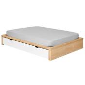 Pack lit avec tiroir bois massif hêtre et blanc 140x200 cm