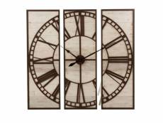 Paris prix - horloge murale 3 parties "chiffres romains" 114cm marron