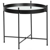 Pegane - Table d'appoint en métal noir avec plateau miroir - H.42 x L.48 x P.48 cm