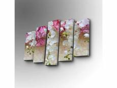 Pentaptyque atos motif fleur d'orchidée rose et blanc