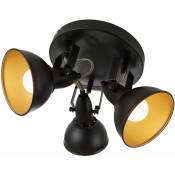 Plafonnier rétro Spot Briloner leuchten soft, 40 w, IP20, noir-doré, métal, excl. 3x E14, ø 21 cm