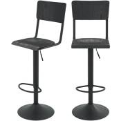 Rendez-vous Déco - Chaise de bar Clem en bois noir réglable 60/80 cm (lot de 2) - Noir