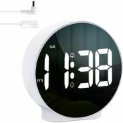 Réveil numérique led Horloge de chevet compacte, Réveil électrique avec double alarme réglée gradateur manuel fonction de mémoire répétitive et 3