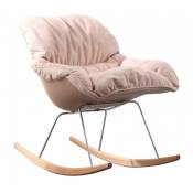 Rocking chair design tissu rose et bois clair Relaxo
