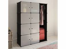 Sublime armoires et meubles de rangement ensemble niamey armoire modulaire 9 compartiments noir et blanc 37 x 115x150 cm