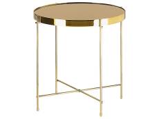 Table appoint marron et dorée ronde ⌀ 40 cm