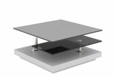 Table basse carrée contemporaine en verre et céramique