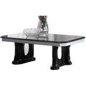 Table basse rectangulaire bois vernis laqué brillant noir et gris Vinza 130cm