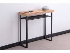 Table d'entrée en bois coloris chêne nordique / pieds noir - longueur 90 x profondeur 30 cm x hauteur 80 cm