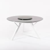 Table d'extérieur, Ronde, Aluminium, Blanc, Table