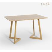 Table de cuisine et salon 120x80cm plateau bois blanc scandinave Valk Couleur: bois neutre