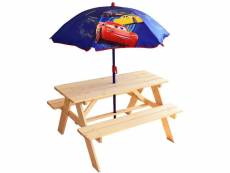 Table de pique-nique avec parasol cars